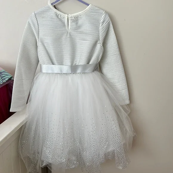 NWOT ORIGAMI Evie Long Sleeve Lurex Stripe Tutu Dress WHITE - Picture 14 of 14
